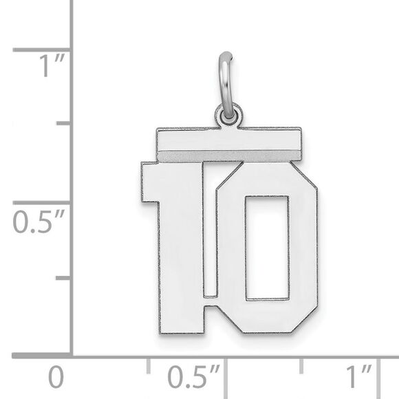 Sterling Silver, Athletic Collection Medium Polished Number 10 Pendant - Picture 4 of 5